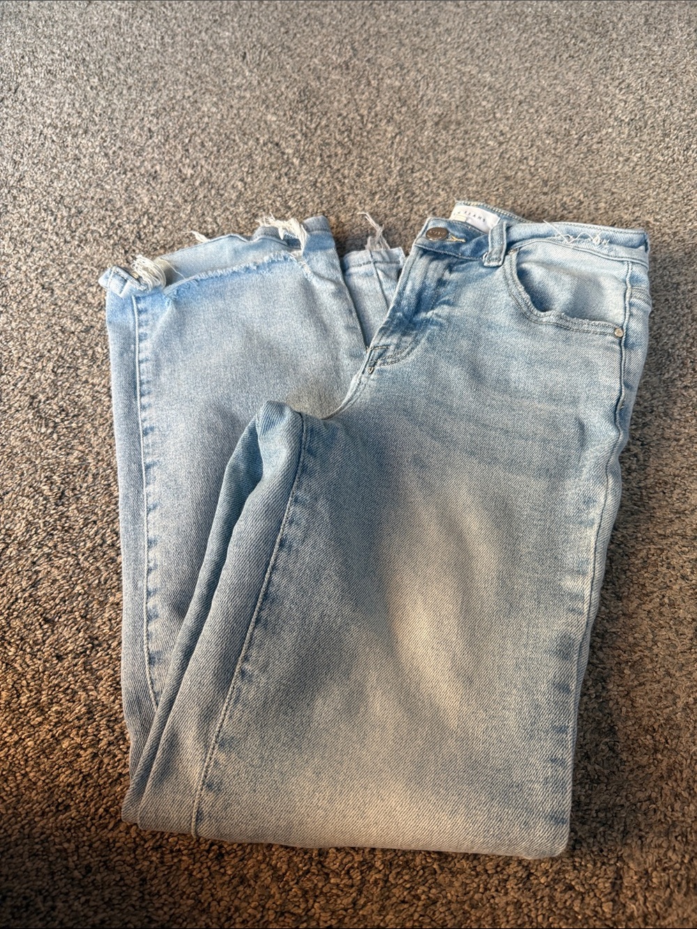 Risen Brand Light Blue Women's High-Rise Jeans, No distressing, Raw hemline